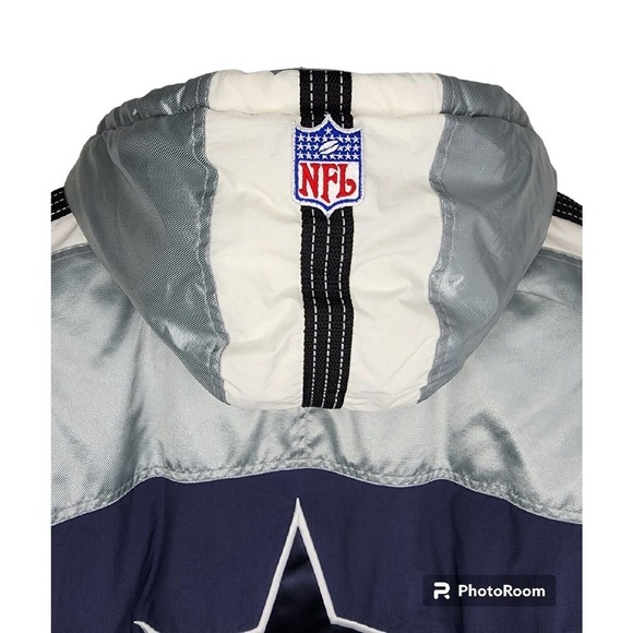 Starter Pro Line NFL Dallas Cowboys Puffer Nylon Coat 90s Shiny Men's La… - Picture 3 of 12